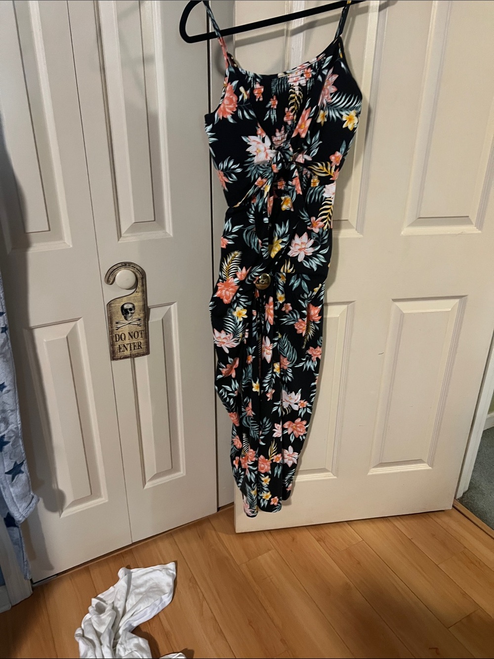 No Boundaries Black Floral Wide Leg Jumpsuit